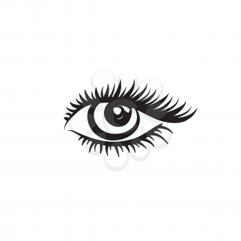 Eye logo. Vector eye design in minimalistic graphic style. Label with eye. Beautiful eye. Cute eye.