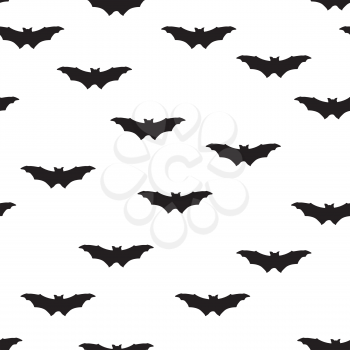 Bat silhouette seamless pattern. Holiday Halloween background. Halloween bat texture