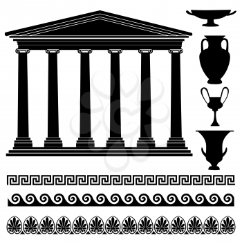 Greek symbol silhouette collection. Travel Greece icon set