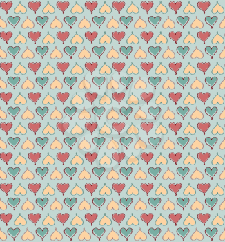 Abstract love hearts seamless pattern. Retro background with hearts