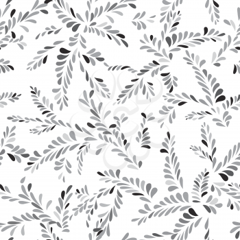Abstract spot floral seamless pattern. Branch with leaves ornamental background. Nature blot texture