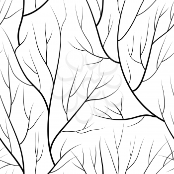 Floral seamless pattern. Branch without leaves tiled background. Winter trees vector illustration 