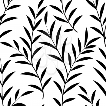 Abstract floral pattern Floral leaves silhouette black and white texture. Stylish abstract vector plant ornamental background