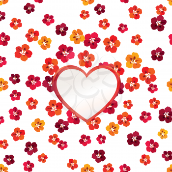 Valentines Day Floral Greeting Card. Flower frame with love heart shape card Valentines day flourish spring  background