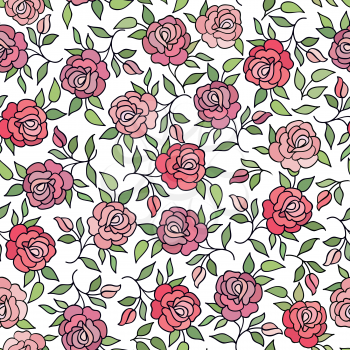 Floral pattern  Flower rose ornamental background Flourish texture with summer flower bouquet. Gentle floral tiled wallpaper