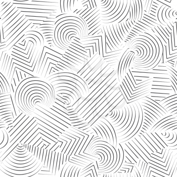 Abstract seamless pattern.  Line ornamental doodle geometric background Black and white stripped texture