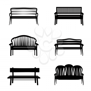 Bench set. Garden benches in modern and retro style