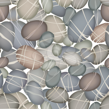 Sea pebbles seamless pattern. Stone decorative background