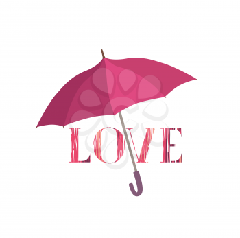 Love sign over umbrella protection. Love icon isolated over white background. Valentine's day greeting card design