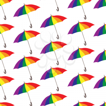 Umbrella pattern. Rainbow colored parasol seamless ornament. Lgbt community background