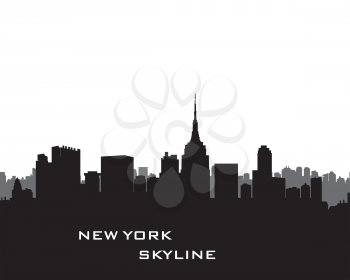 New York Skyline. Vector USA landscape. Cityscape with skyscrapers. City silhouette. Panorama city background. Skyline urban border.