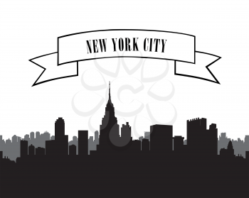 New York Skyline. Vector USA landscape. Cityscape with skyscrapers. City silhouette vector set. Panorama city background. Skyline urban border. 