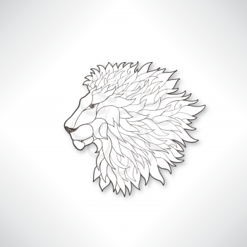 Lion head. African animal lion face isolated vector silhouette illustration
