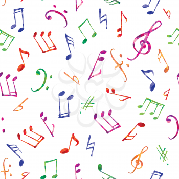 Musical pattern. Music notes and signs seamless background
