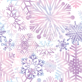 Snow seamless pattern. Snowflake texture. Snowfall holiday background