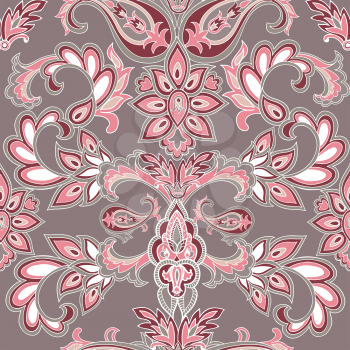 Abstract oriental floral seamless pattern. Flower geometric ornamental background. Flourish baroque tiled ornament with flowers.