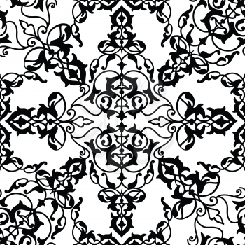 Floral pattern. Arabic ornament with fantastic flowers and leaves. Flourish lace oriental background. 