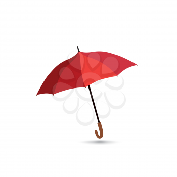 Umbrella isolated over white background. Red opened umbrella.