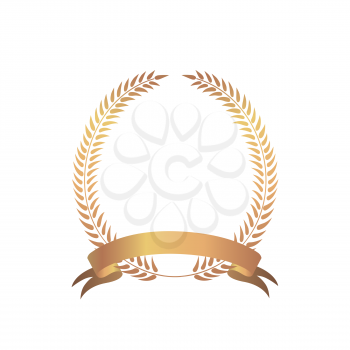 Golden award laurel wreath for winner Laurel wreath isolated with ribbon for copy space Vector illustration