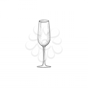 Wine glass. Engraving illustration of wineglass. Utensils sketch. Glassware sign