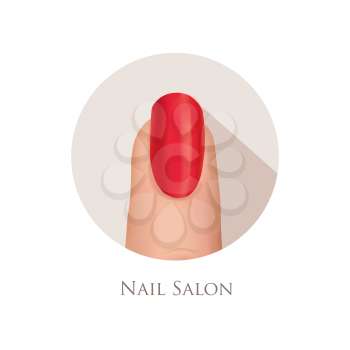 Nail polished finger sign. Nail beauty salon icon. Manicure nails