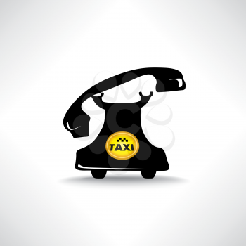 Taxi sign. Call taxi icon. Retro phone with circle taxi emblem