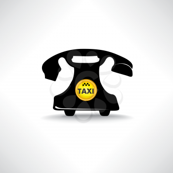 Taxi sign. Call taxi icon. Retro phone with circle taxi emblem