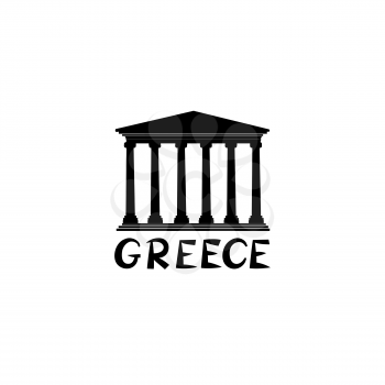 Greece sign. Greek famous landmark temple. Travel Greece label. Greek architectural icon with  lettering