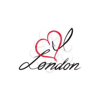 London sign handwritten lettering.  London city Typography Graphics. Attraction of the capital of England, hand drawn vector illustration
