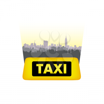 Taxi service header. Taxi sign city background. Call taxi cityscape concept