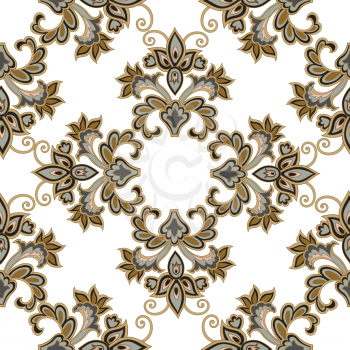 Floral seamless pattern. Arabic flower ornament background. Flourish ornamental texture