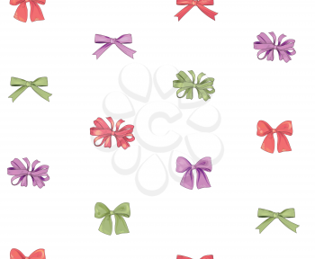 Bow seamless pattern. Girlish fashion white background. Holiday gift wallpaper