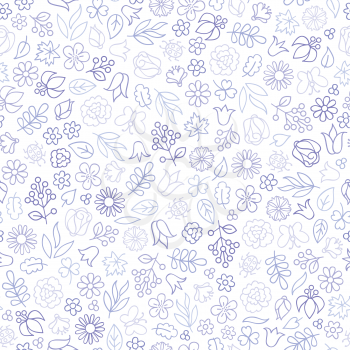 Flower icon seamless pattern. Floral leaves, flowers. Spring textured background