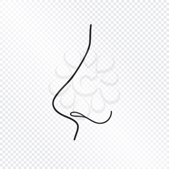Nose isolated. Human nose icon. Vector engraving illustration on white background for graphic and web design.