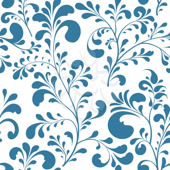 Floral seamless pattern. Abstract ornamental flowers. Flourish leaves background