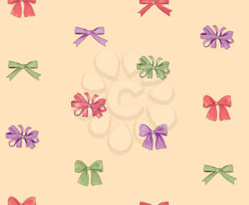 Holiday decor seamless pattern. Fashionable bow ornament