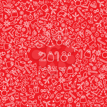 Christmas icon holiday background. Happy New 2018 Year greeting card design