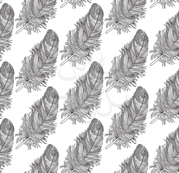 Birds feather ornamental seamless pattern. American native sign background