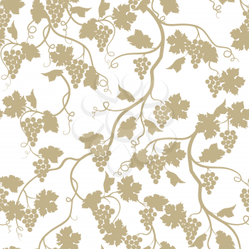 Grape garden seamless pattern. Nature branch background. Wine farm texture