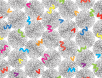 Abstract seamless pattern with polka dot. Ornamental multicolor white background in 1980s style. Spot wallpaper design