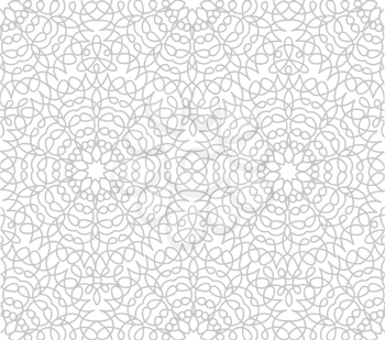 Abstract floral line oriental seamless pattern. Arabic tile ornament. Asian muslim decor. Flower geometric ornamental background. Floral ethnic tiled ornament with flowers.