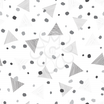 Abstract geometric seamless pattern with dots. Ornamental white background. Spotted wallpaper design