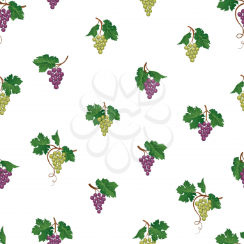 Grape branch seamless pattern. Wine yard natural fruit ornament. Food background.