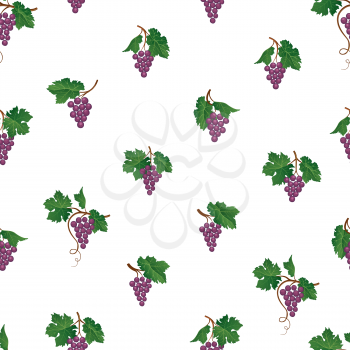 Grape branch seamless pattern. Wine yard natural fruit ornament. Food background. 