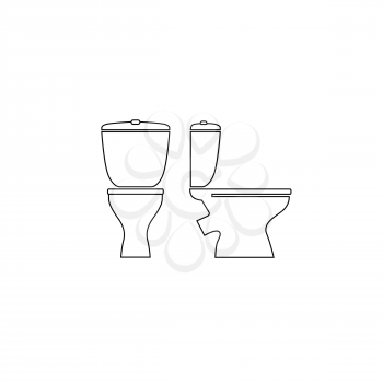 Toilet room furniture sign set. Bathroom interior object view. Toilet Sign. Toilet seat.