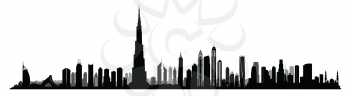 City Dubai skyline. UAE Urban cityscape. United Arab Emirates skyscraper buildings silhouette