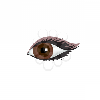 Woman's eye icon. Sexy eye with perfectly shaped eyebrow isolated on white background