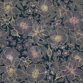 Floral seamless pattern. Flower background. Flourish garden texture with flowers.