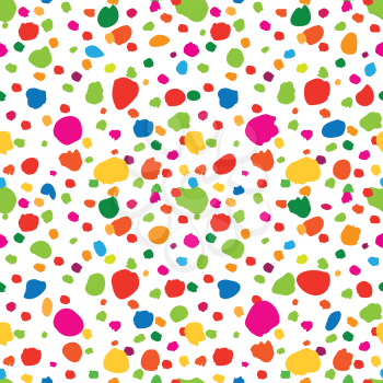 Abstract seamless pattern with hand drawn polka dot. Ornamental multicolor white background. Spot wallpaper design