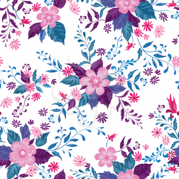 Floral seamless pattern. Flower background. Abstract ornamental flourish wallpaper with flowers.